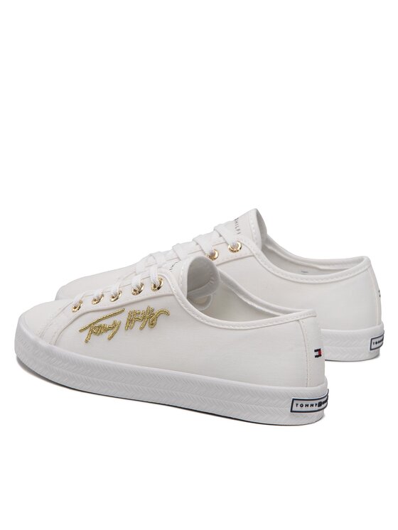 Tommy Hilfiger Tommy Hilfiger Sneakers aus Stoff Essential Gold Th Sneaker FW0FW06122 Weiß