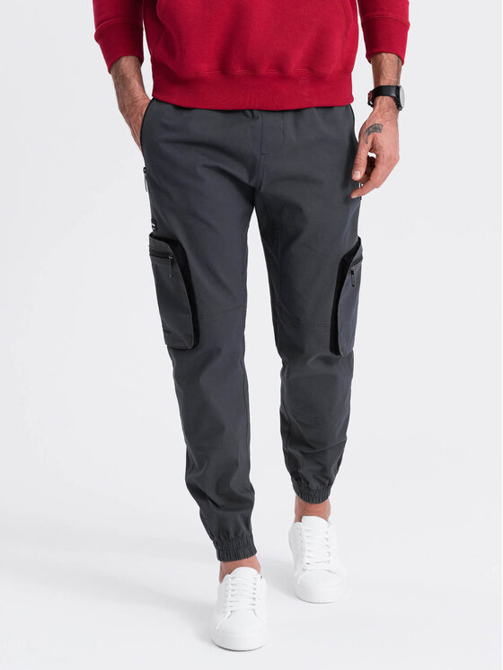 Ombre Ombre Joggers kalhoty OM-PAJO-0135 Šedá Cargo Fit