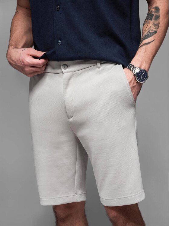 Ombre Ombre Šortky z materiálu OM-SRCS-0166 Šedá Slim Fit