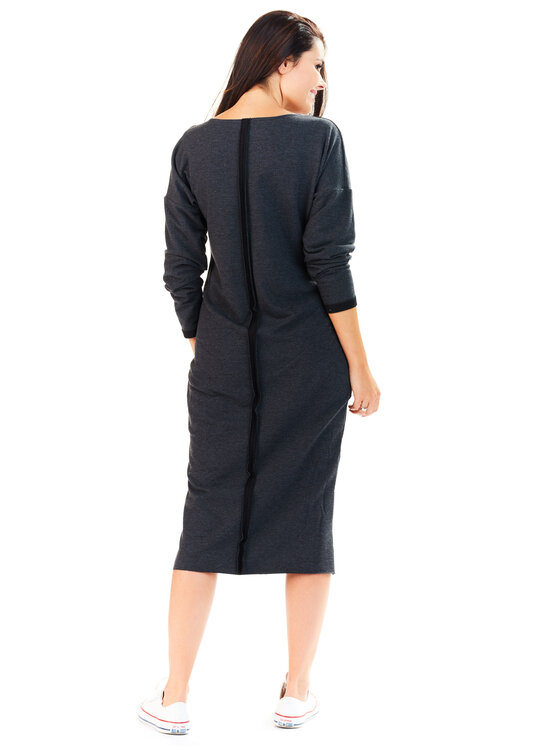 Awama Awama Úpletové šaty A197 Šedá Basic Fit