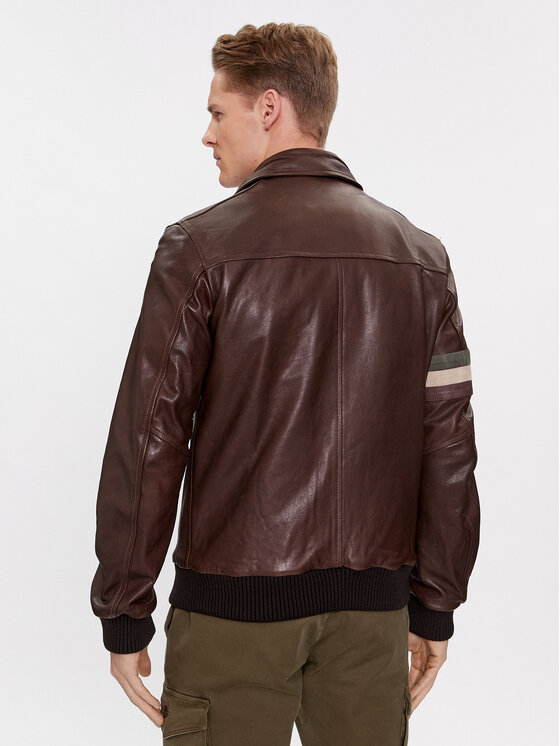 Aeronautica Militare Aeronautica Militare Geacă de piele 232PN933PL147 Maro Regular Fit