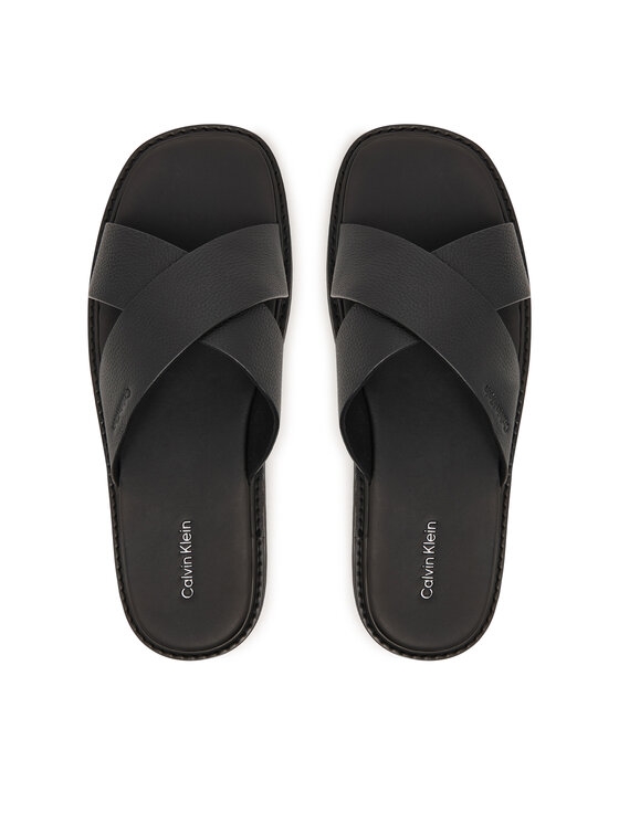 Calvin Klein Calvin Klein Šlepetės Sq Molded Sandal Xcross Lth HM0HM02235 Juoda