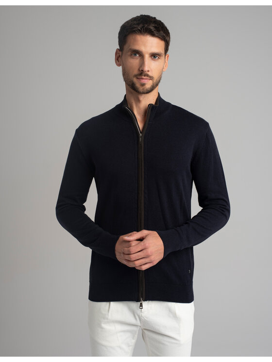 Borgio Borgio Sweter casazza_g Granatowy Slim Fit