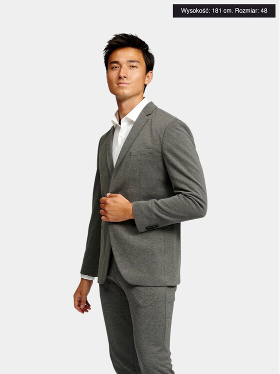 TeeShoppen TeeShoppen Marynarka 'Perform Collection' Szary Slim Fit