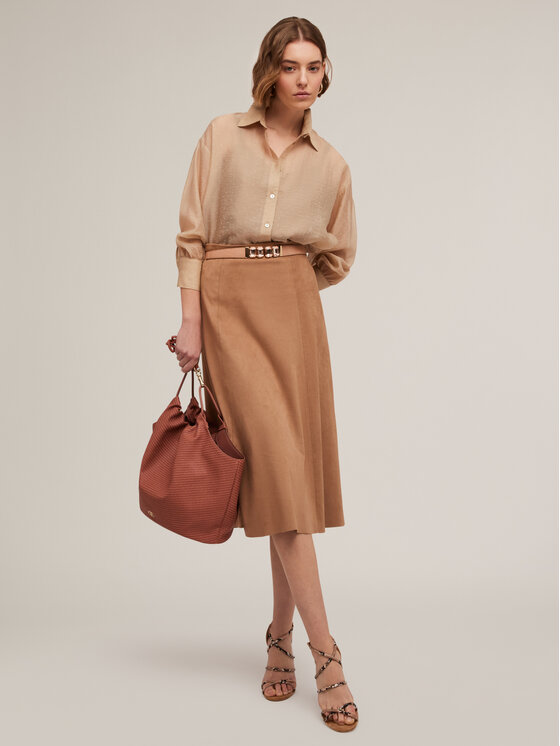 Motivi Motivi Gonna midi 1075Q001139N012 Écru Flared Fit