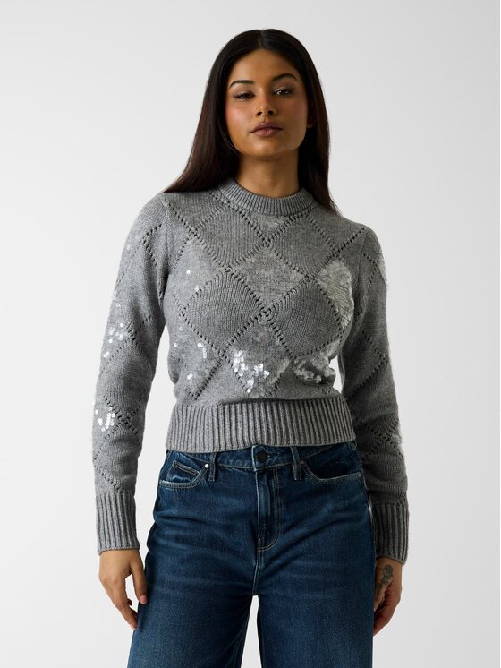 Guess Guess Sweter 181552 Szary Classic Fit