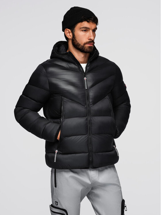 Ombre Ombre Kurtka przejściowa OM-JAHP-0303 Czarny Regular Fit