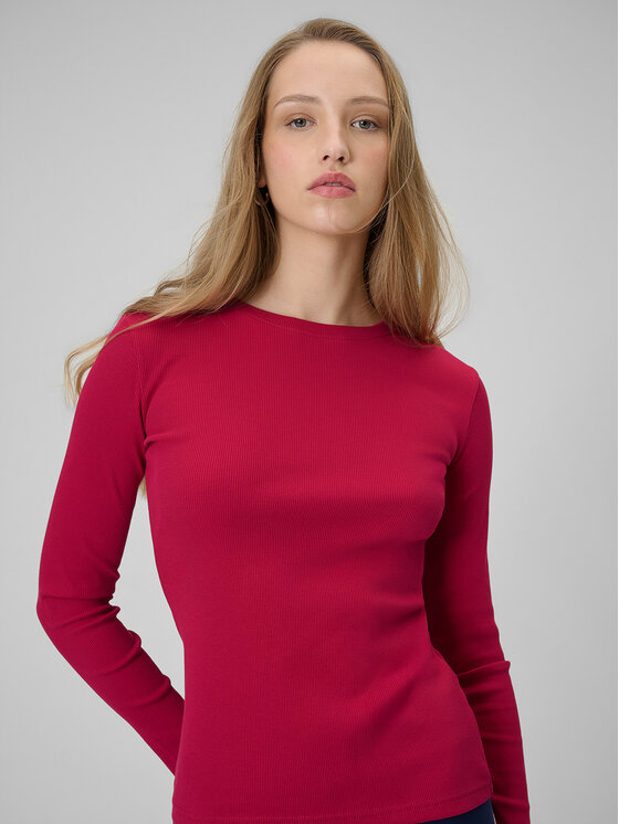 4F 4F Bluzka BASIC+ Różowy ciemny Slim Fit