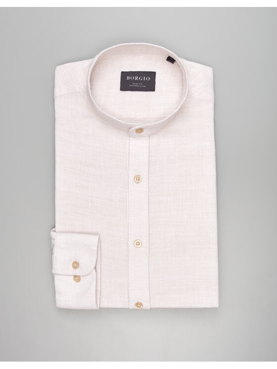Borgio Borgio Koszula limido_00558 Beżowy Slim Fit