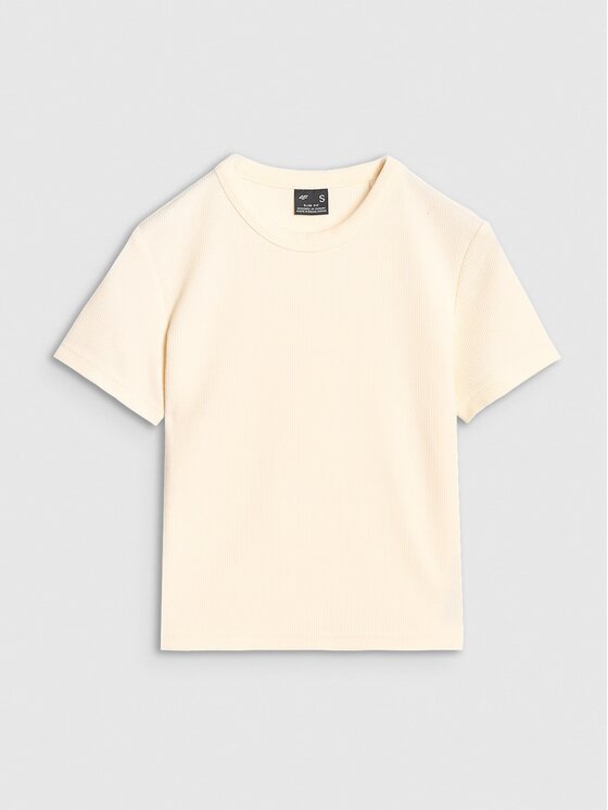 4F 4F Tričko 4FRSS25TTSHF2749-11S Biela Slim Fit