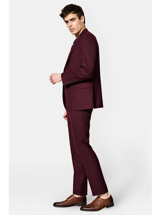 Lancerto Lancerto Garnitur GA073123000002 Bordowy Slim Fit