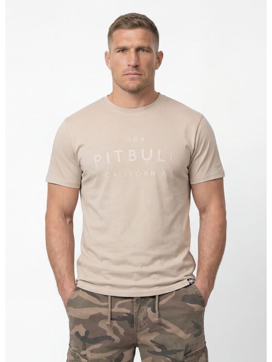 PITBULL PITBULL T-Shirt USA CAL Beżowy Regular Fit