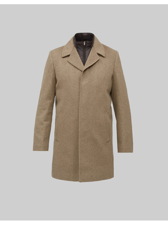 Borgio Borgio Płaszcz wełniany sferro Beżowy Slim Fit