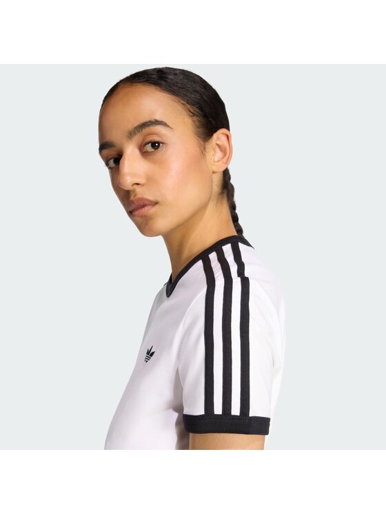 adidas adidas Marškinėliai 3-Stripes KD3683 Balta Slim Fit
