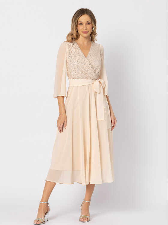 LIDIA KALITA LIDIA KALITA Sukienka koktajlowa Oscar Night Beżowy jasny Flare Fit