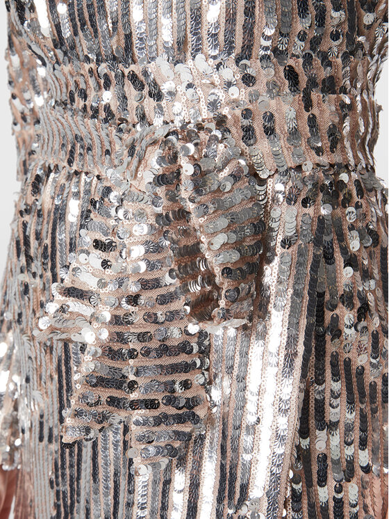 ROTATE ROTATE Φόρεμα κοκτέιλ Sequin RT2259 Ασημί Slim Fit