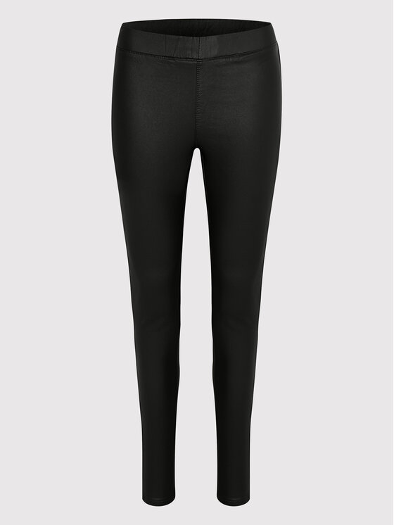 Kaffe Kaffe Spodnie z imitacji skóry Ada Coated 10501626 Czarny Slim Fit