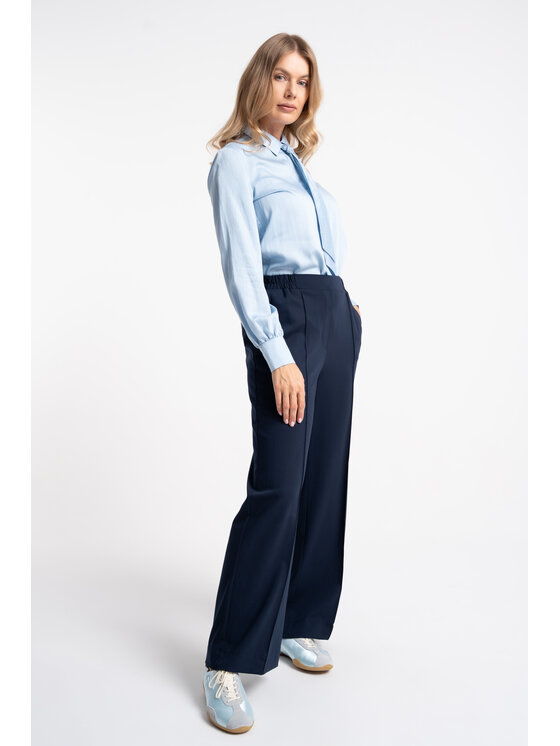 CLICK CLICK Spodnie materiałowe 30-369 Granatowy Wide Leg