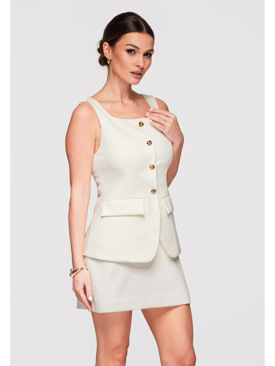 Ombre Ombre Sukienka wieczorowa LA-OM-DLR300 Kremowy Slim Fit