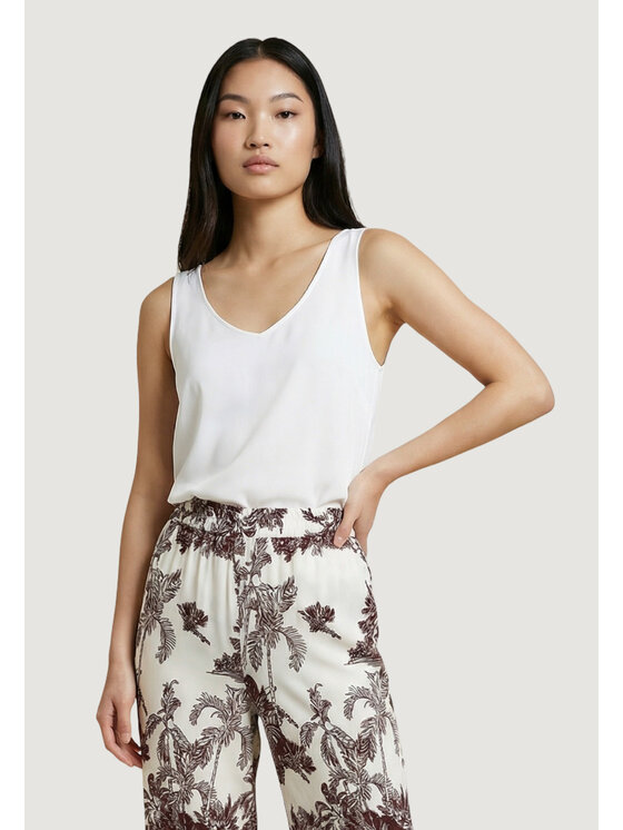 Artigli Artigli Canottiera SCOLLO A V IN RASO Bianco Casual Fit