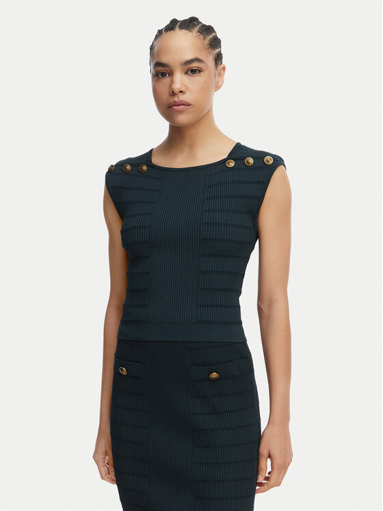 Guess Bluză W5YR12 Z0130 Verde Regular Fit
