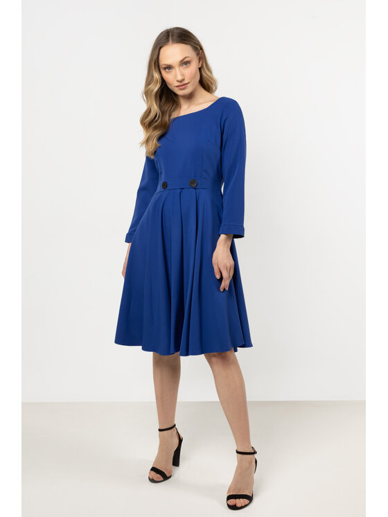 Awama Awama Sukienka koktajlowa A708 Niebieski Basic Fit
