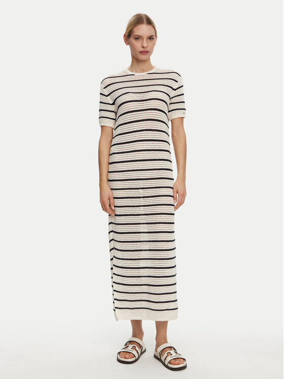 Tommy Hilfiger Tommy Hilfiger Nyári ruha Pointelle WW0WW44489 Bézs Slim Fit