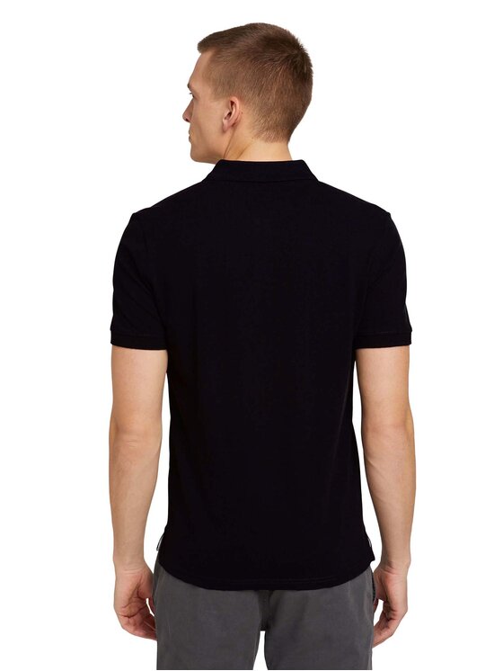 Tom Tailor Tom Tailor Тениска с яка и копчета 1027713 Черен Regular Fit