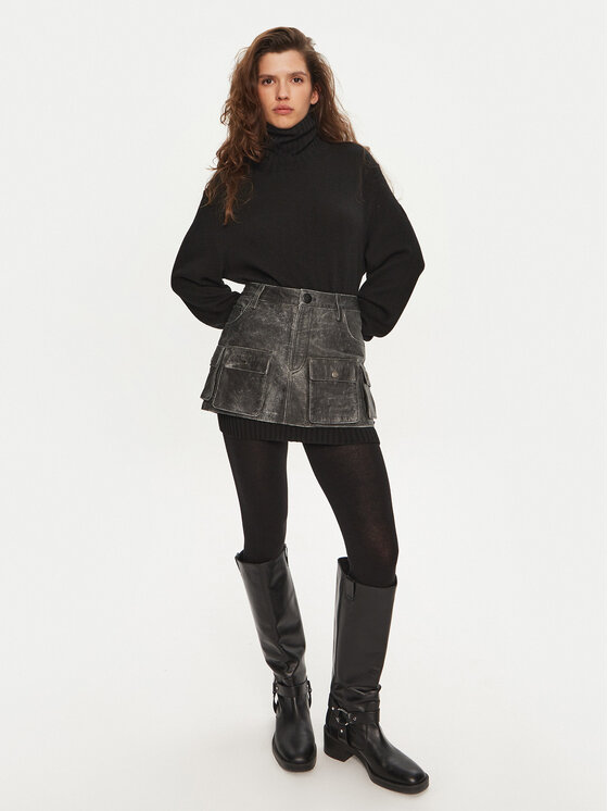 One Teaspoon One Teaspoon Шкіряна спідниця 26597 Сірий Regular Fit