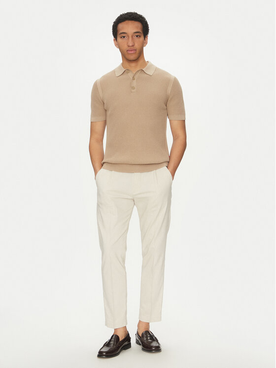 JOOP! Jeans JOOP! Jeans Тениска с яка и копчета 15 JJK-08Vicono 30045448 Бежов Modern Fit