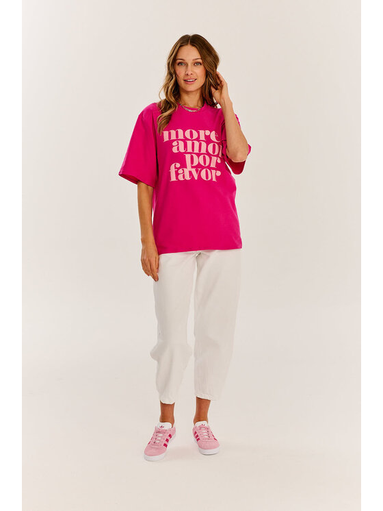 NAOKO NAOKO T-Shirt Amor Różowy Oversize