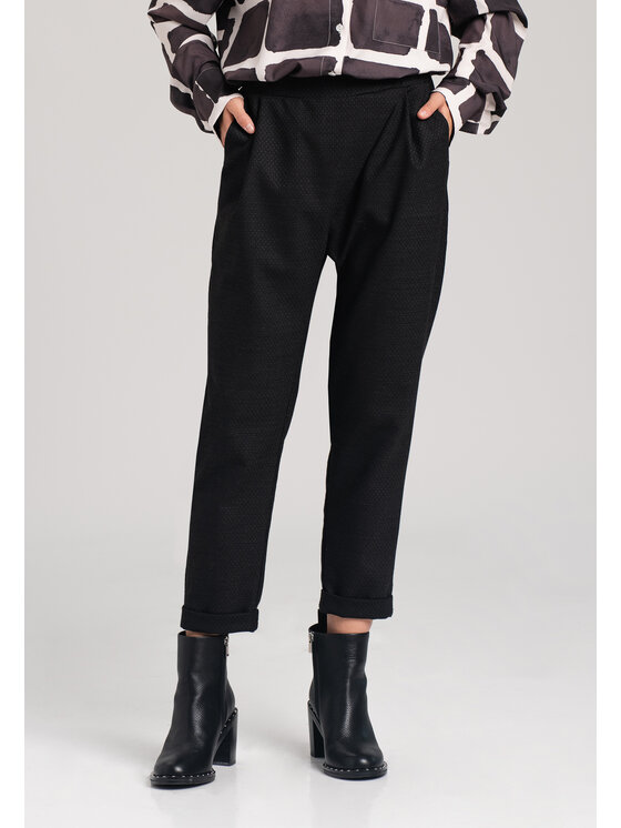 Look Made With Love Look Made With Love Spodnie materiałowe Look415 SoftOffice black Czarny Cigarette Fit