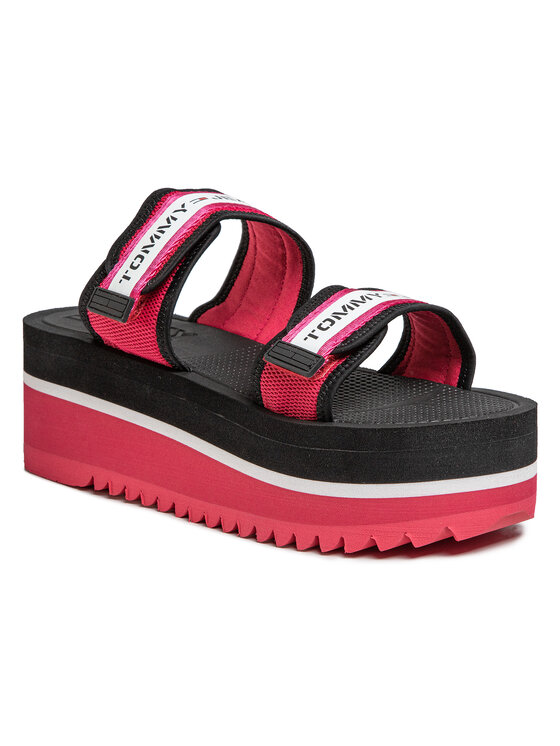 Tommy Jeans Pantoletten Chunky Tape Flatform Sandal EN0EN00871 Rosa Modivo