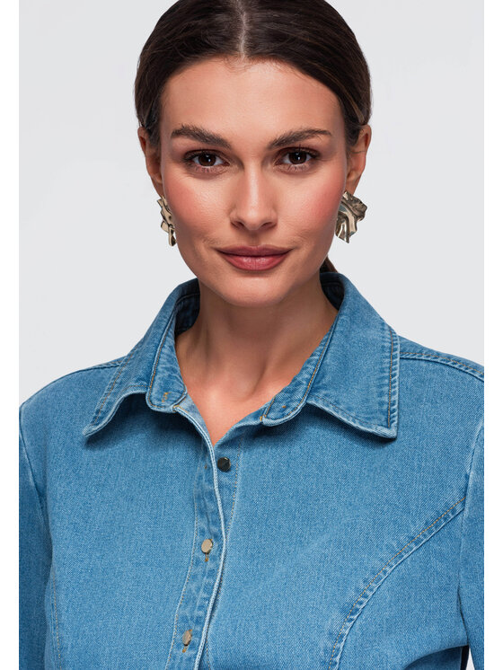 Ombre Ombre Koszula OW-SH-E0070 Niebieski Slim Fit
