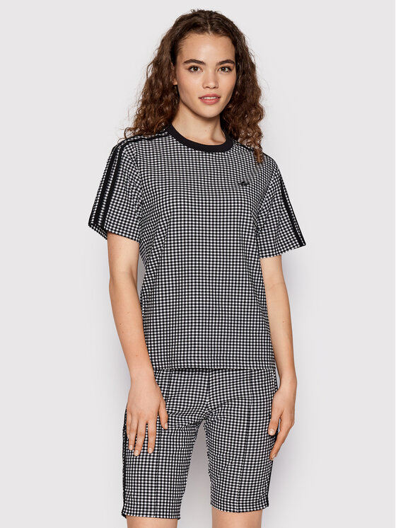 T-shirt Gingham HB9454 Nero Regular Fit