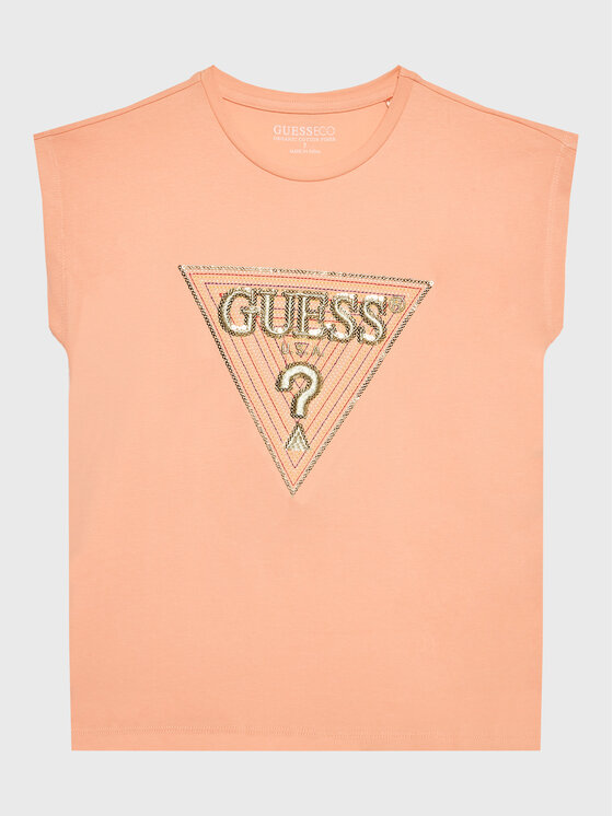 Guess T-krekls K3GI07 K6YW1 Oranžs Boxy Fit