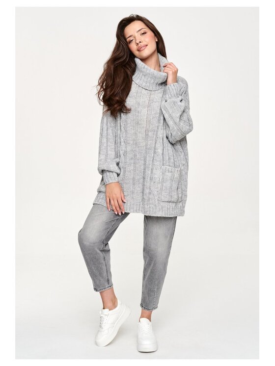 Makadamia Makadamia Sweter S179 Szary Loose Fit