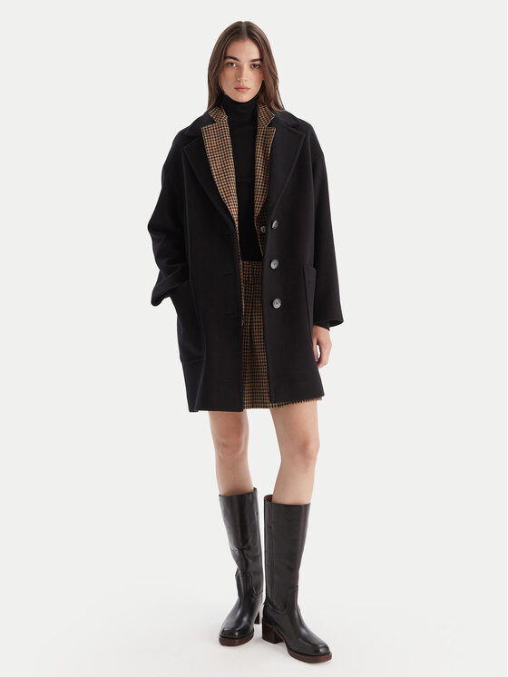 MAX&Co. MAX&Co. Vilnonis paltas 2526016023200 Juoda Regular Fit