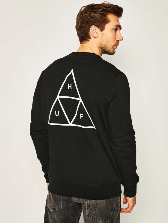 HUF HUF Majica dugih rukava Essentials Tt Crew PF00101 Crna Regular Fit