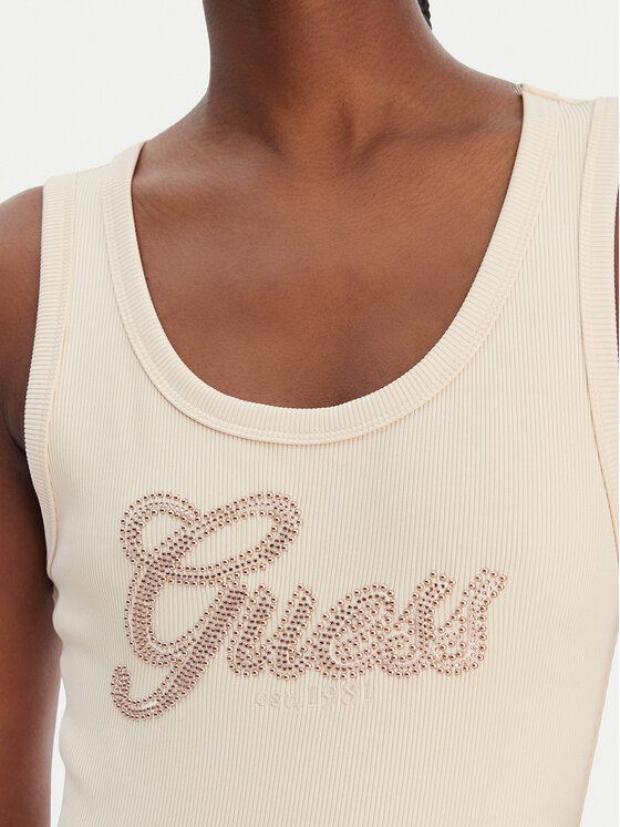 Guess Guess Top W6GP22 K2954 Beżowy Regular Fit