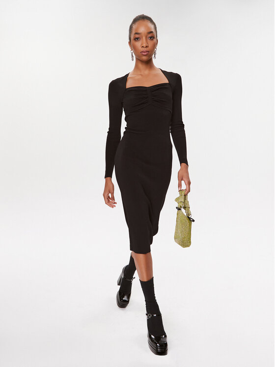 KARL LAGERFELD KARL LAGERFELD Kootud kleit 235W1312 Must Slim Fit