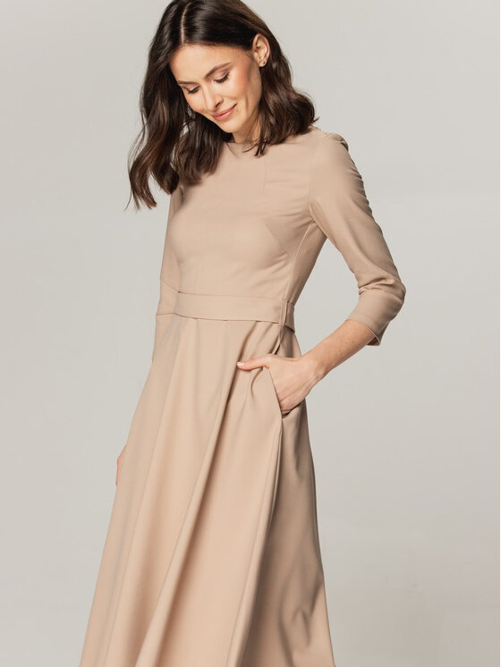Willsoor Willsoor Sukienka koktajlowa 67348 Beżowy A-Line Fit