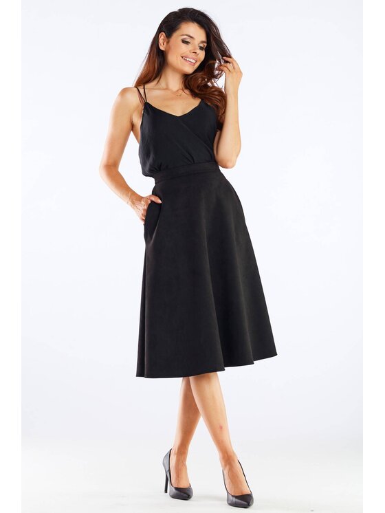 Awama Awama Spódnica A462 Czarny Basic Fit