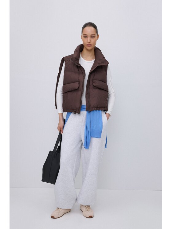 Estro Estro Gilet ER00119637 Marrone scuro Loose Fit