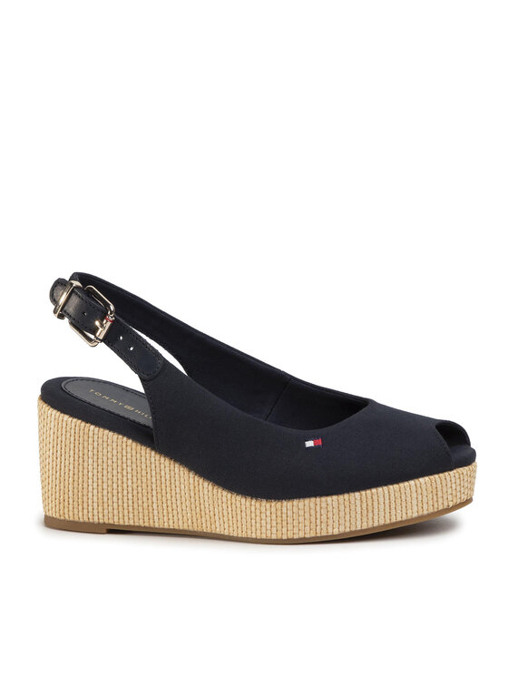 Tommy Hilfiger Tommy Hilfiger Espadryle Iconic Elba Sling Back Wedge FW0FW04788 Granatowy