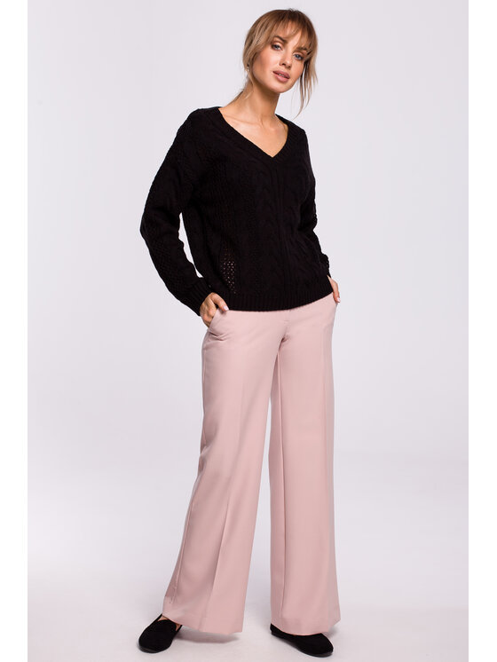 Made of Emotion Made of Emotion Sweter M510 Czarny Basic Fit