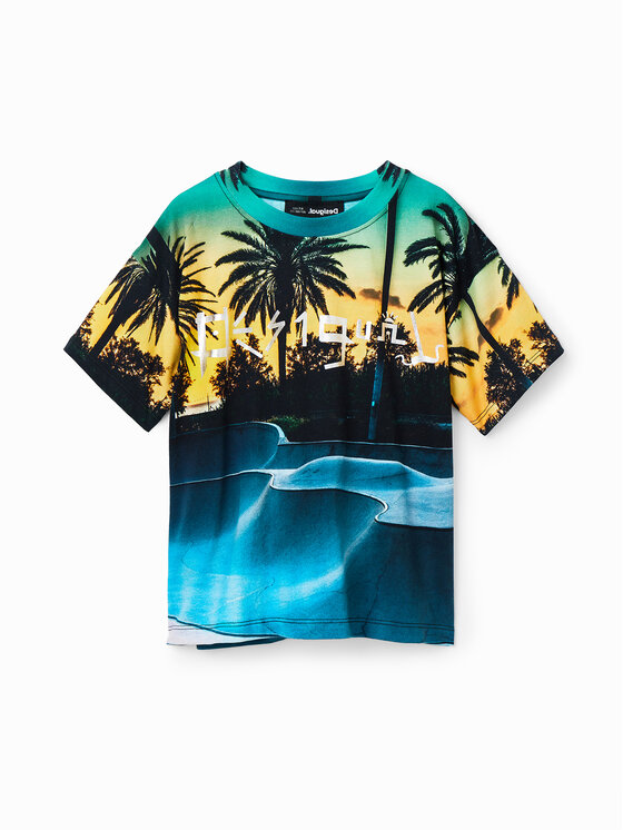 Desigual Desigual T-särk 23SBTK15 Tumesinine Regular Fit