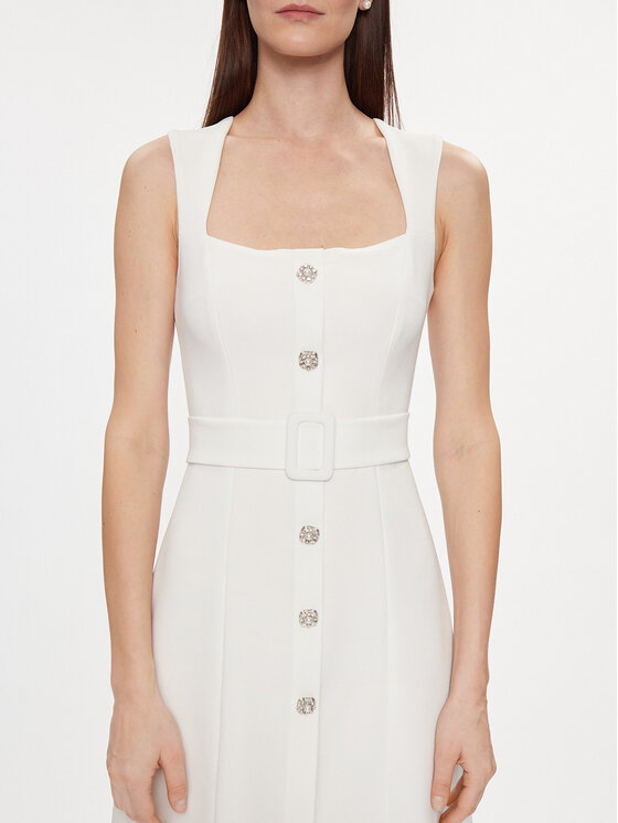 Nissa Nissa Sukienka koktajlowa RC14788 Biały Slim Fit