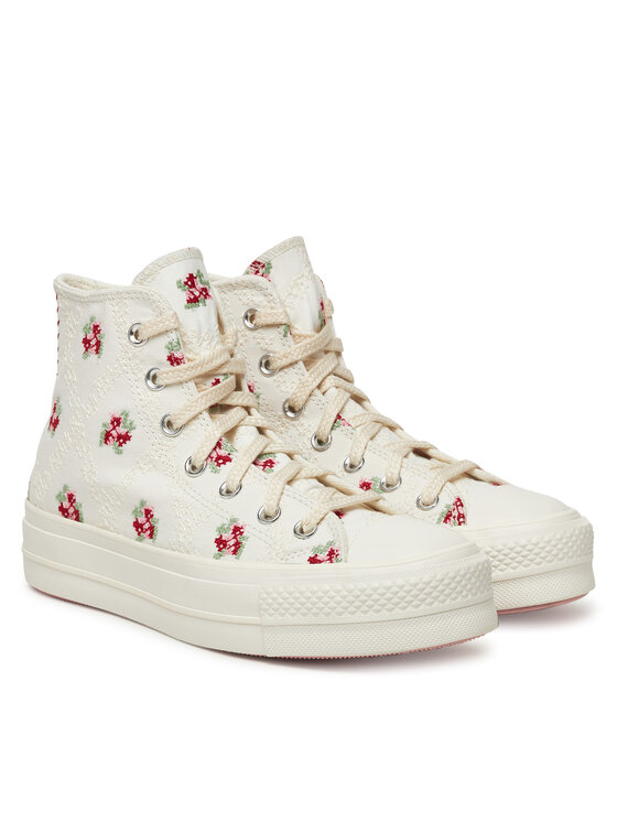 Converse Converse Plátěnky Chuck Taylor All Star Lift Platform Rose Cross Stitch A13659C Bílá