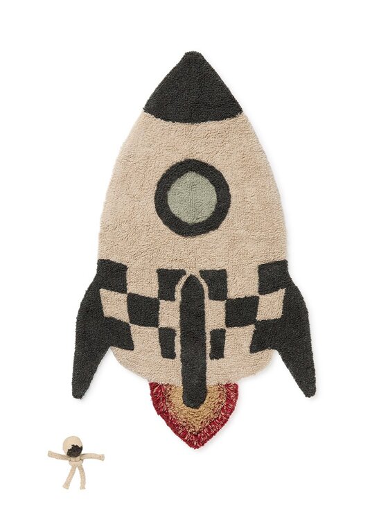 Lorena Canals Lorena Canals Dywan dziecięcy Dywan bawełniany Rakieta do prania w pralce, "Mom, I want to be an astronaut" Kolorowy